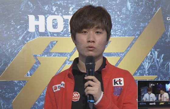 WCS GSL 코드A에서 저그만 두 번 잡고 본선에 오른 전태양(사진=곰exp 방송화면 캡처).