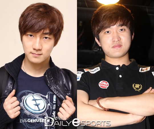 EG 이제동(왼쪽)과 KT 이영호.