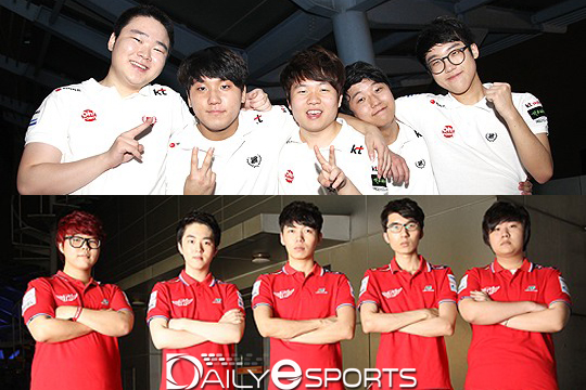 KT 롤스터 애로우즈(위)와 SK텔레콤 T1 S.