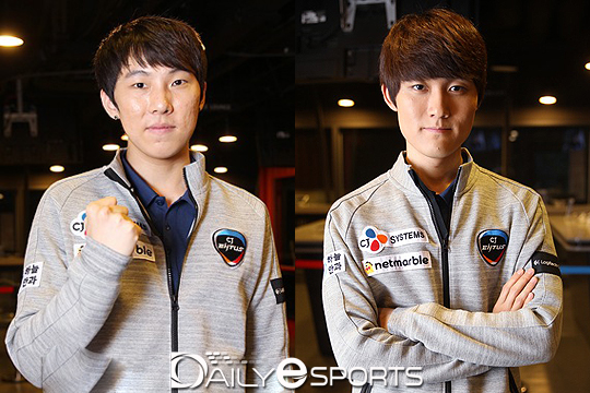 CJ 엔투스 김정우(왼쪽)와 신동원.