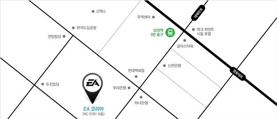EA코리아가 서울 테헤란로에 위치한 엔씨타워로 사무실을 이전한다.(이미지캡처=EA코리아 홈페이지)