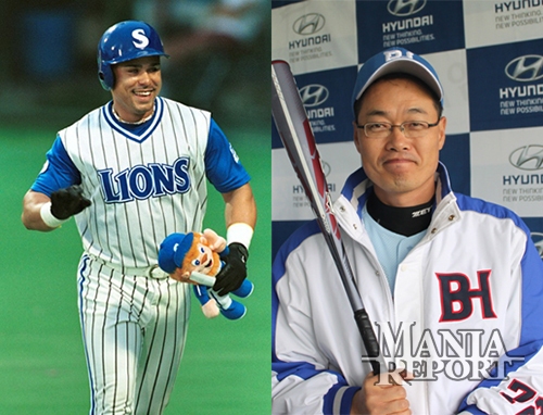 ▲2001년당시삼성라인업을지켰던바에르가(사진좌)와마해영(사진우).사진│삼성라이온스,김현희기자