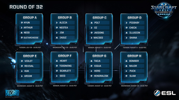 WCS 아메리카 시즌3 32강 대진표(이미지 출처=ESL)