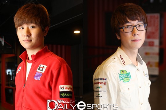 KT 전태양(왼쪽)과 진에어 김도욱이 2차전 선봉으로 나섰다.
