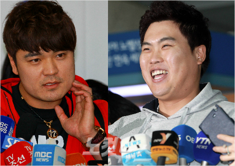 '현진아,올해왜이리힘드냐'2014시즌예상외의변수로고전중인텍사스추신수(왼쪽)와지난해에이어꾸준한모습을호평을받고있는LA다저스류현진.(자료사진=황진환기자)