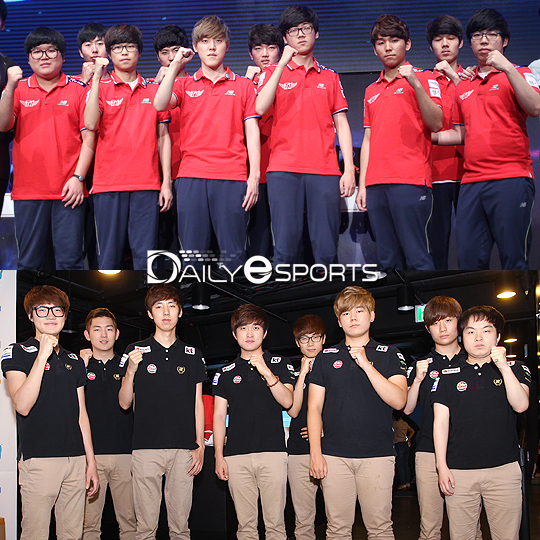 SK텔레콤 T1(위)과 KT 롤스터.