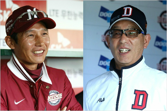 '오늘은안갑니다'염경엽넥센감독(왼쪽)과송일수두산감독.(자료사진=넥센,두산)