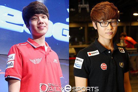 SK텔레콤 T1 정윤종(왼쪽)과 KT 롤스터 주성욱.