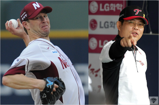 '밴헤켄오늘은잡는다'양상문LG감독(오른쪽)은19일목동넥센전에서상대선발밴헤켄에대한설욕을다짐했고,적중하면서7-5승리를거뒀다.(사진=LG,넥센)