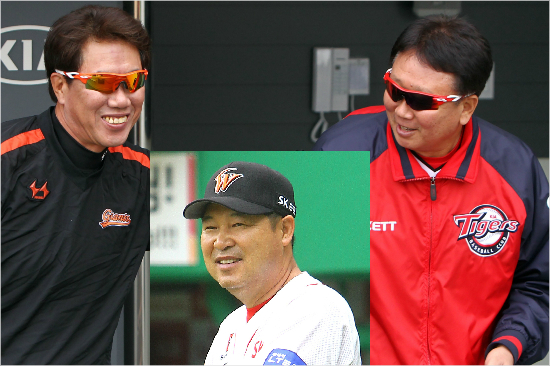'나도좀끼워주소'4위진입을노리는김시진롯데(왼쪽부터),이만수SK,선동열KIA감독.(자료사진=롯데,SK,KIA)