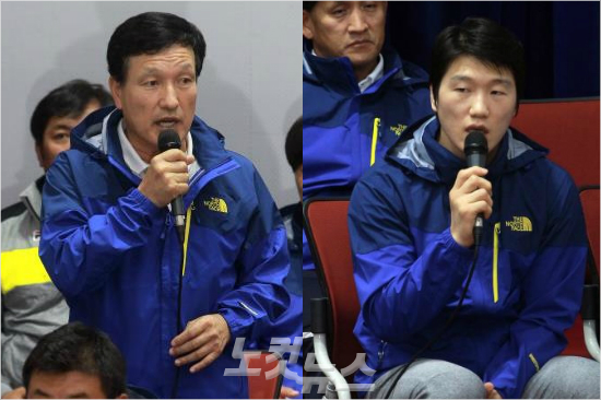 '입심도금메달!'양궁장영술감독(왼쪽)과여자유도이원희코치가20일태릉선수촌에서열린인천아시안게임D-30기자회견에서각오를밝히고있다.(사진=황진환기자)