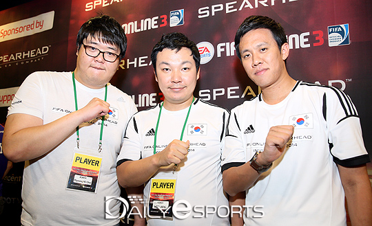 대한민국 대표 최명호, 장원, 김종부(왼쪽부터).