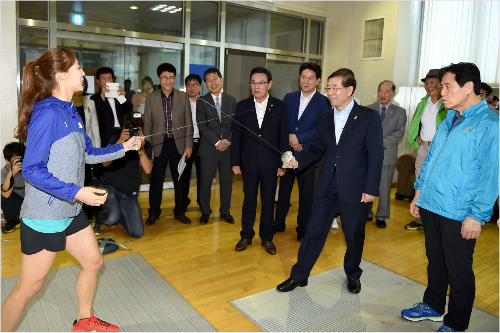 박원순 서울특별시장, 태릉선수촌 방문 격려