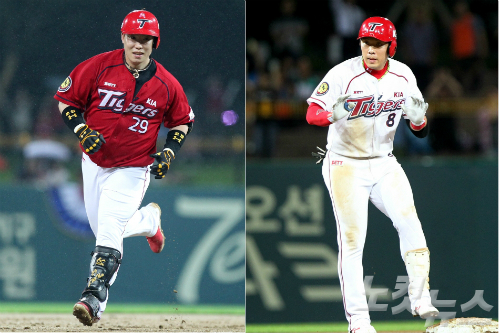 국가대표발탁과탈락이후엇갈린성적을보이고있는나지완과안치홍(사진=KIA제공)