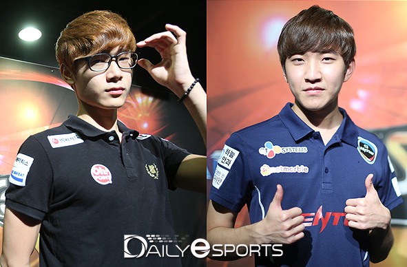 KeSPA컵 결승전에서 맞대결을 펼치는 KT 롤스터 주성욱(왼쪽)과 CJ 엔투스 김준호.