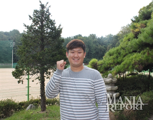 ▲제물포고교정에서만난전LA다저스유망주남태혁.우타거포로성장하기위한그의꿈은여전히현재진행형이다.사진│김현희기자