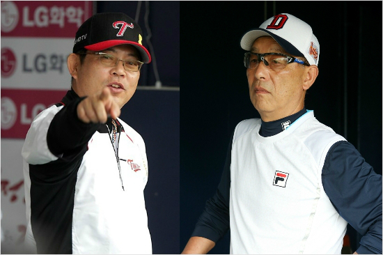 '엇갈린잠실라이벌'인천아시안게임휴식기이후LG와두산의행보가극명하게엇갈리고있다.사진은양상문LG(왼쪽),송일수두산감독.(자료사진=LG,두산)