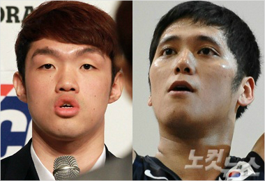 '우리도있소'모비스의2연패를이끈센터함지훈(오른쪽)과올시즌강력한신인왕후보인오리온스이승현.(자료사진=황진환기자,KBL)