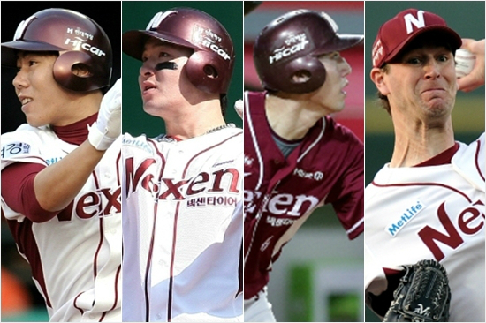 2014년프로야구MVP경쟁이넥센의집안싸움이됐다.강정호(왼쪽부터)와박병호,서건창,앤디벤헤켄.(자료사진=넥센히어로즈)