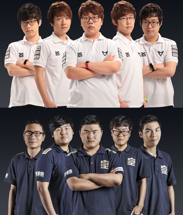 롤드컵 결승에서 맞붙는 삼성 갤럭시 화이트(위)와 스타혼 로얄클럽.