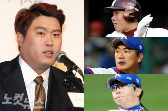 '내얘기잘들어야해'LA다저스류현진은21일귀국기자회견에서강정호,김광현,양현종(오른쪽위부터)등해외진출을준비하는동료,후배들을위해애정어린조언을건넸다.(사진=황진환기자,넥센,박종민기자)