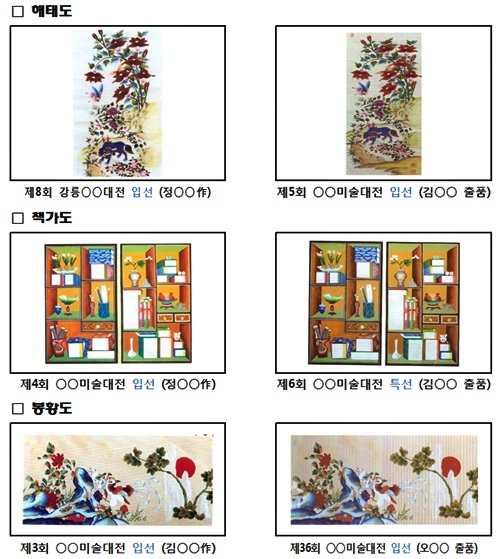 ▲결격작품및입상작도록(圖籙)예시.<경남경찰청제공>