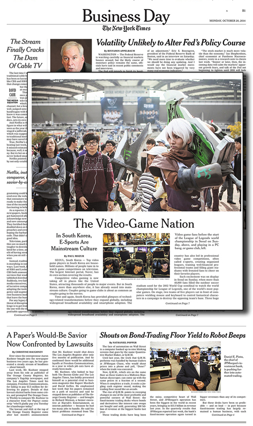뉴욕타임즈가 한국e스포츠를 소개해 눈길을 끌었다(이미지 출처=뉴욕타임즈)