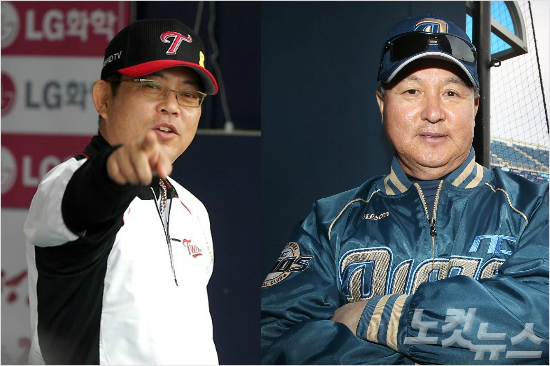'경험이문제였다'25일준플레이오프4차전에서대승을거두며플레이오프진출을확정한LG양상문감독(왼쪽)과아쉽게가을야구를끝낸NC김경문감독.(자료사진=LG,윤성호기자)