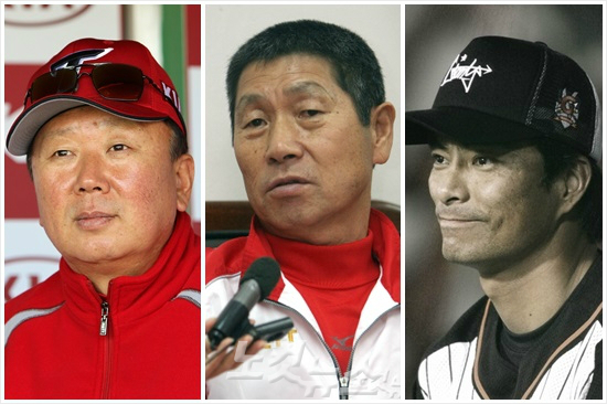 '국보와야신에이어공필성까지'프로야구준플레이오프기간야구계를뜨겁게달궜던선동열KIA감독(왼쪽부터)의재계약-사퇴,김성근감독의한화행에이어공필성롯데코치의감독설로시끄러운롯데까지포스트시즌이사령탑거취문제로스포트라이트를뺏기고있다.(자료사진=KIA,윤창원기자,롯데)