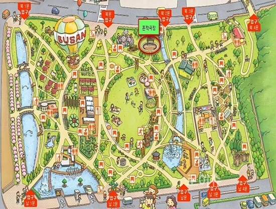 ▲부산시민공원흔적극장지도.<부산선관위제공>