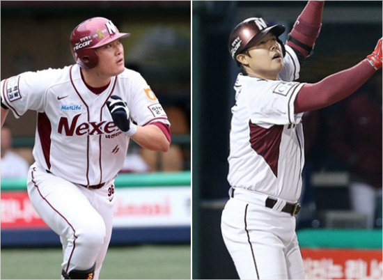 '염갈량의선택은?'삼성과한국시리즈2차전까지6타수무안타에그친이성열(왼쪽)과LG와준플레이오프1차전역전결승3점홈런의주인공윤석민.(자료사진=넥센히어로즈)