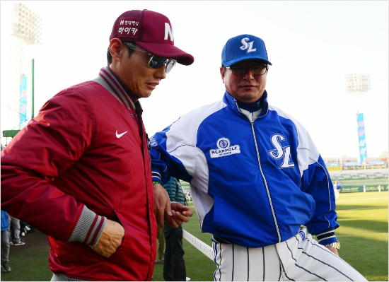 삼성류중일감독(오른쪽)과넥센염경엽감독.(자료사진=삼성라이온스)
