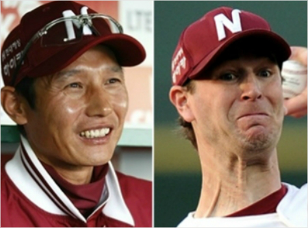 '십년감수했네'염경엽넥센감독(왼쪽)과에이스앤디밴헤켄.(자료사진=넥센히어로즈)