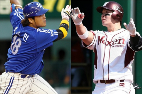 '안터지면정말박터지게싸워야한다'올해한국시리즈에서나란히극심한부진을보이고있는양팀간판거포넥센박병호(오른쪽)와삼성박석민.(자료사진=넥센,삼성)