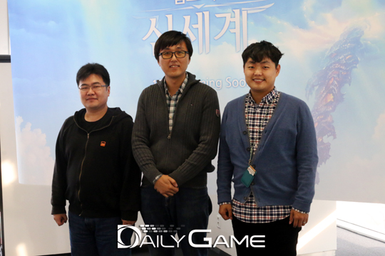 (왼쪽부터) '아이온' 최헌노 개발팀장, 이태하 개발실장, 이신규 기획팀장.