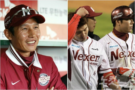 '고개들어라,내일이있다'염경엽감독은한국시리즈6차전패배뒤잘싸워진선수들의노고를치하하며내년시즌을다짐했다.오른쪽은박병호,강정호등선수들이6차전패배뒤더그아웃으로들어오는모습.(자료사진=넥센,황진환기자)