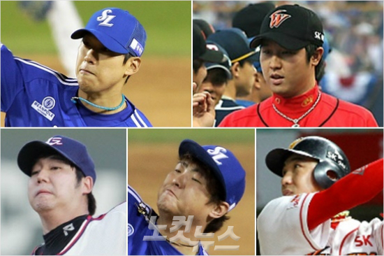 '과연누가움직일까'올해FA(자유계약선수)들이20일부터원소속구단과협상에들어가는가운데최정,김강민,안지만,장원준,윤성환(오른쪽위부터시계방향)등빅5등어떤선수들이팀을옮길지가관심이다.(자료사진=황진환,윤성호기자,롯데,SK)