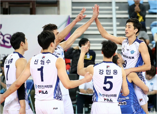 대한항공은26일인천시내3개경기장에서열린프로스포츠4경기가운데유일하게승리하며자존심을세웠다.(자료사진=대한항공점보스)