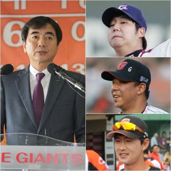 '지못미...'롯데는자팀출신FA(자유계약선수)를모두놓치면서시장에서완전철수할뜻을밝혔다.사진은이창원신임구단대표이사와장원준,김사율,박기혁.(왼쪽부터시계방향,자료사진=롯데자이언츠)