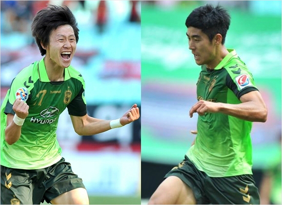 올시즌K리그클래식에서우승한전북의주전자리를꿰찬신인이재성(왼쪽)과이주용은울리슈틸리케감독의눈도장까지찍겠다는각오다.(자료사진=전북현대모터스)