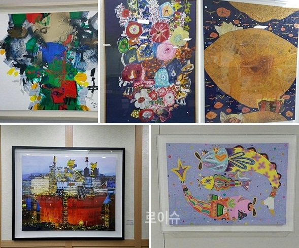 ▲울산지방법원에내걸린예술작품들.<강민구창원지법원장제공>