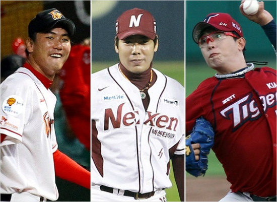 '정호형,우리몫까지해줘'아쉽게메이저리그진출을다음으로미룬SK김광현(왼쪽)과KIA양현종(오른쪽)은내년시즌후유증을어떻게극복할지가관심이다.이런가운데넥센강정호(가운데)는이번주포스팅에나설예정이다.(자료사진=SK,노컷뉴스,KIA)