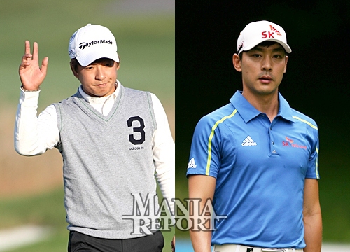 ▲김승혁(왼쪽)과홍순상.사진