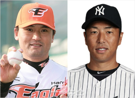 '수구초심의두야구영웅'일본투수구로다히로키(오른쪽)는2년전박찬호처럼선수생활의마무리를고국에서하겠다는뜻을밝혔다.둘모두돈을떠나명예로운야구인생을택했다는공통점이있다.(자료사진=황진환기자,메이저리그홈페이지)