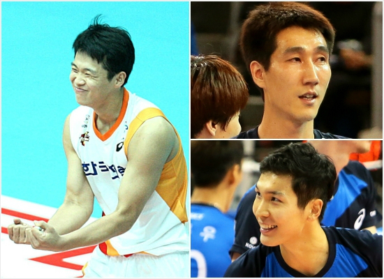 트레이드취소로원소속구단으로복귀한한국전력서재덕(왼쪽)과현대캐피탈권영민(오른쪽위),박주형.(자료사진=KOVO)
