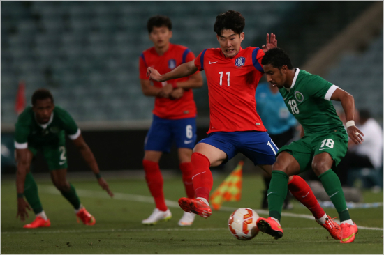 손흥민은이청용과기성용이빠진사우디아라비아와평가전에서변함없는활약을선보이며축구대표팀의2-0승리를이끌었다.(자료사진=대한축구협회)