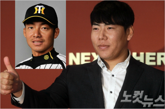 '형몫까지내가할게요'넥센유격수강정호와피츠버그의협상이순조롭게진행중인가운데일본대표유격수도리타니다카시(왼쪽)는끝내메이저리그진출의꿈을접고한신잔류결정을내렸다.(자료사진=황진환기자,한신홈페이지)
