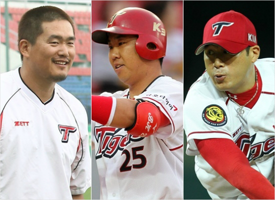 '마지막이라는각오로...'최근부진을면치못한최희섭,이범호,서재응(왼쪽부터)등KIA고참3인방은올시즌반전이절실한상황이다.(자료사진=KIA)