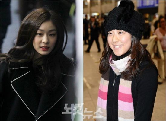 '나이상황즐기는거니?'일본피겨스타아사다마오(오른쪽)는해가바뀌었지만여전히현역연장여부에대해알쏭달쏭한발언을이어가고있다.은퇴이후학업에매진하면서평창올림픽홍보대사,유니세프친선대사등의활동정도만하고있는김연아와는사뭇다른행보다.왼쪽사진은김연아가9일피겨종합선수권대회에서후배들의시상자로오랜만에공식석상에나타난모습.(자료사진=박종민기자)