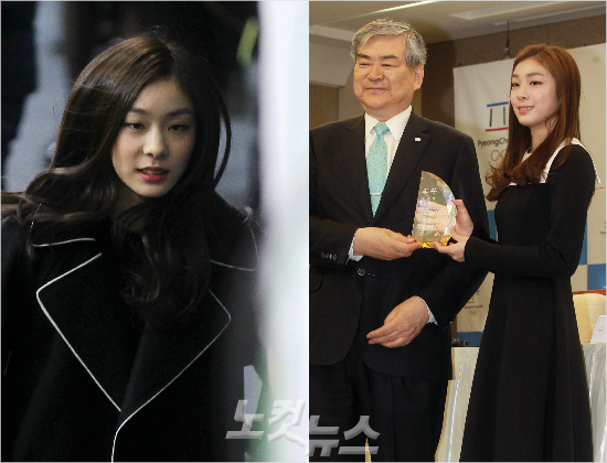 '저요즘이렇게지내요'김연아가최근막을내린피겨종합선수권대회시상자로나선모습(왼쪽)과지난해11월'2018평창동계올림픽'홍보대사로위촉돼조양호조직위원장과함께한모습.(자료사진=박종민,황진환기자)